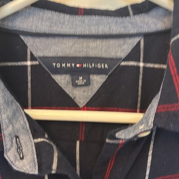 Tommy Hilfiger Navy and Red Plaid Button Down Shirt - Picture 2 of 5